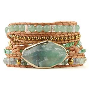 5 layer green fluorite Woven Bracelet