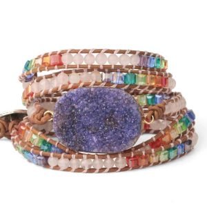 5 layer rose quartz Woven Bracelet