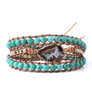3 layer turquoise agate Woven Bracelet